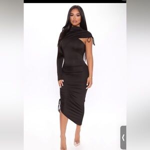 Fashion Nova Black One-Shoulder Dress